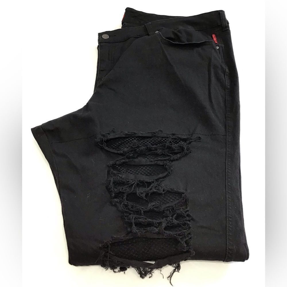 Tripp NYC Denim Daang Goodman Denim Plus Black Distressed Denim Jeans Size 28